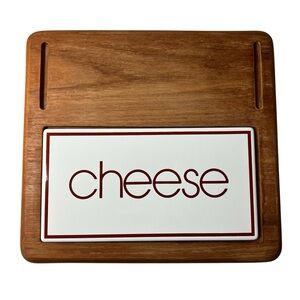 Vintage 1970s Goodwood Teak Wood Rectangle Tin Cheese Tray Board MCM